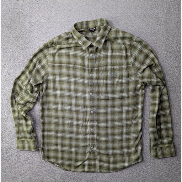 Under Armour Flannel Shirt Mens XL Green Plaid Long Sleeve Snap Outdoor - Picture 1 of 14